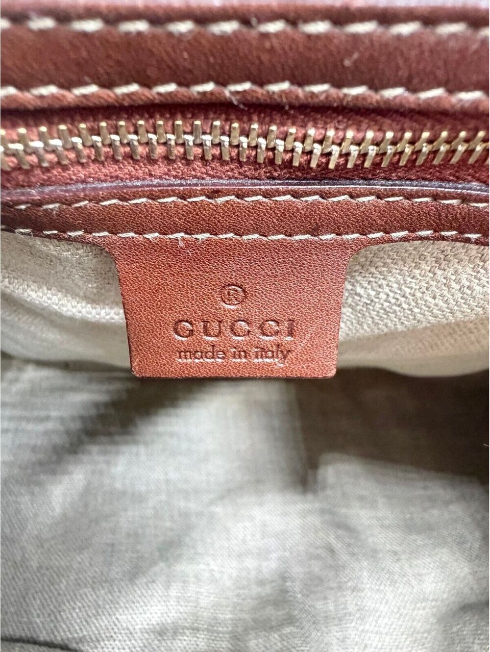 Gucci Vintage Large Jackie O Bouvier Hobo Bag Brown Leather Pink Green Stripe - Picture 13 of 16